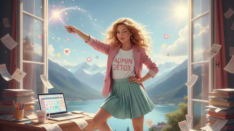 Une assistante administrative indépendante organisant des dossiers pour une entreprise à Annecy.